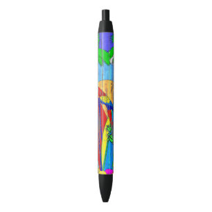 Fake Wood Grain Coastal Surf Art Black Ink Pen