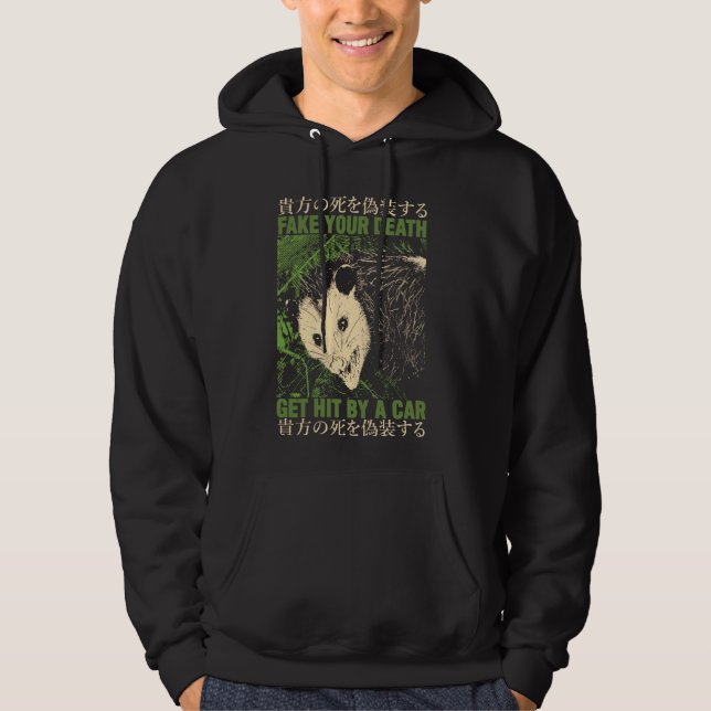 Fake Your Death Get Hit By Car Opossum Japanese Hoodie (Front)