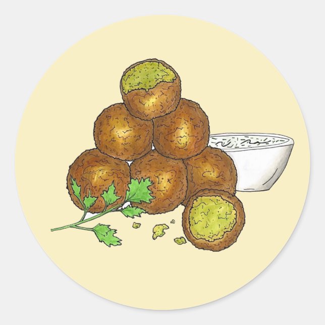 Falafel Balls Middle Eastern Chickpeas Egyptian Classic Round Sticker (Front)