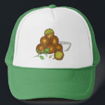 Falafel Balls Middle Eastern Chickpeas Egyptian Trucker Hat<br><div class="desc">Design features an original illustration of falafel balls. These deep-fried balls, generally comprised of chickpeas (garbanzo beans) or broad beans, are a staple of Middle Eastern cuisine, and are particularly popular in Egyptian and Levantine cooking. Served as a meze (appetizer) or eaten in a pita sandwich or salad, these fritters...</div>