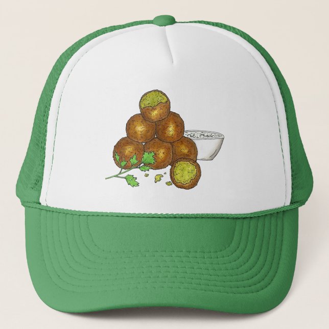 Falafel Balls Middle Eastern Chickpeas Egyptian Trucker Hat (Front)