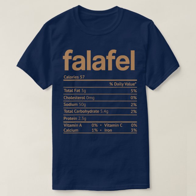 Falafel Nutrition Facts Funny Thanksgiving Christm T-Shirt (Design Front)