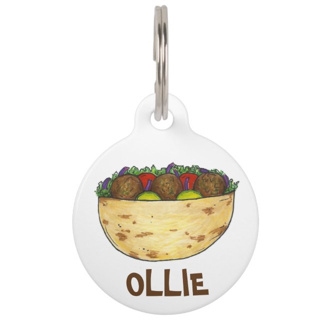 Falafel Pita Mediterranean Food Dog Pet Tag Foodie (Front)