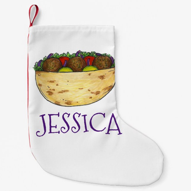 Falafel Pita Sandwich Mediterranean Cuisine Foodie Small Christmas Stocking (Front)