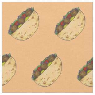 Falafel Pita Sandwich Mediterranean Foodie Fabric