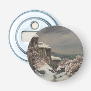 Falaises au Bord de la Mer sous la Neige - Courbet Bottle Opener