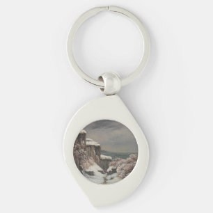 Falaises au Bord de la Mer sous la Neige - Courbet Key Ring