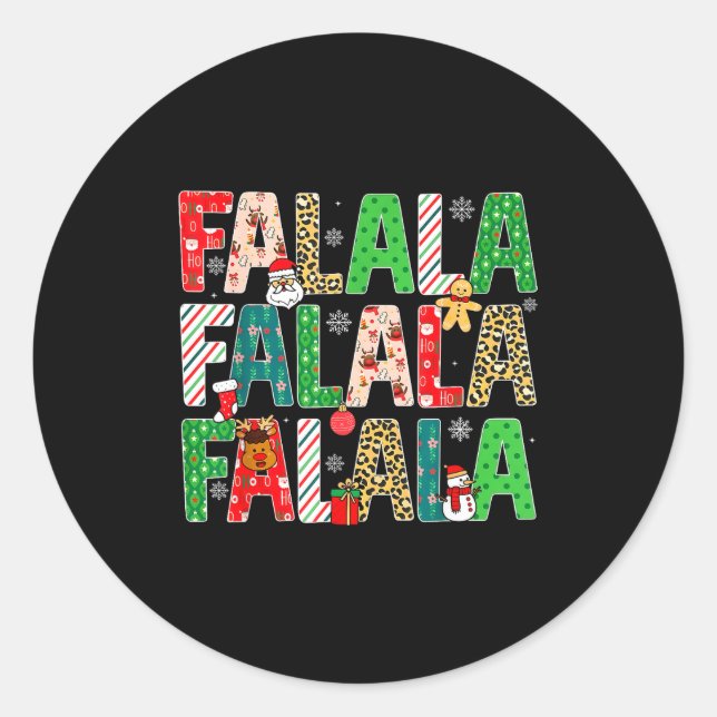 Falala Christmas Merry And Bright Christmas Ginger Classic Round Sticker (Front)