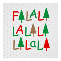 FaLaLa... Christmas Trees Green Red Snowflakes
