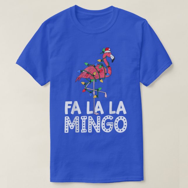 FaLaLa Mingo Xmas Party Flamingo Santa Lights Paja T-Shirt (Design Front)