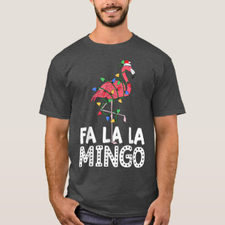 FaLaLa Mingo Xmas Party Flamingo Santa Lights Paja T-Shirt