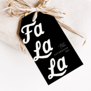 Falala Modern Retro Black & White Plaid Christmas  Gift Tags