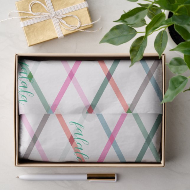 Falala Pastel Colours Chequered Pattern Christmas Tissue Paper (Gift)