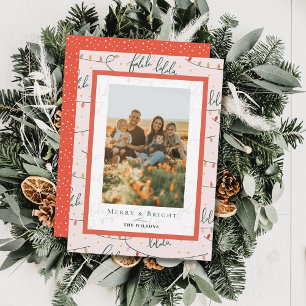 Falalala Christmas Lights Holiday Pink Photo Card