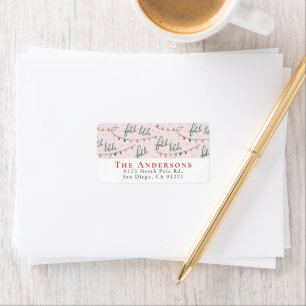 Falalala Christmas Lights Pink Holiday Address Label