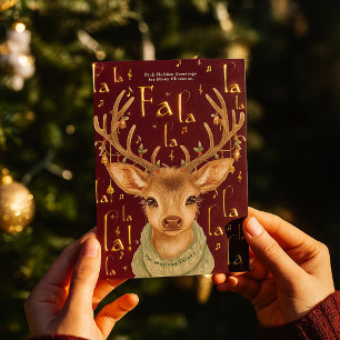 FaLaLaLa Watercolor Reindeer Christmas Greeting