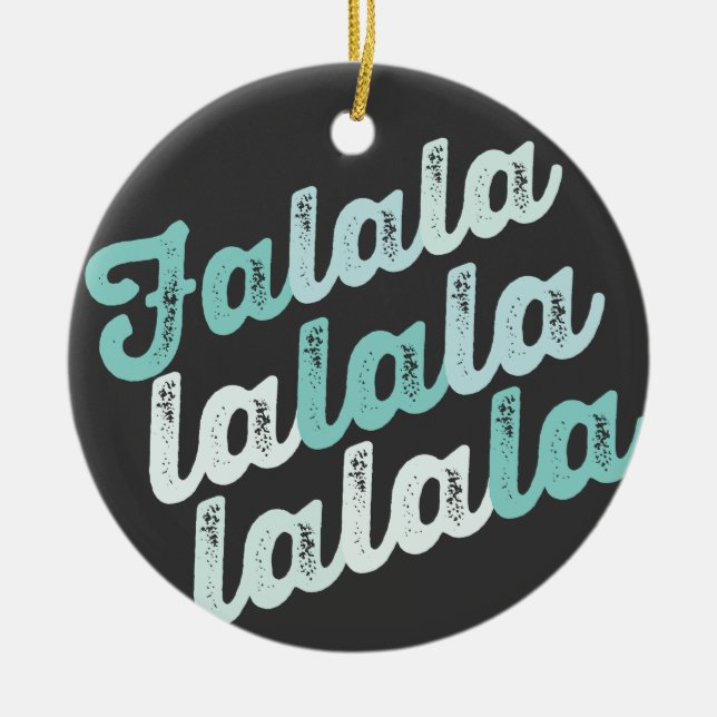 Falalalala Mint Ombre Bold Script Photo Christmas Ceramic Tree Decoration (Front)