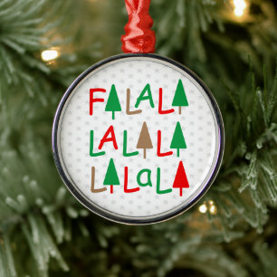 Falalalala... Red Green Brown Christmas Ornament