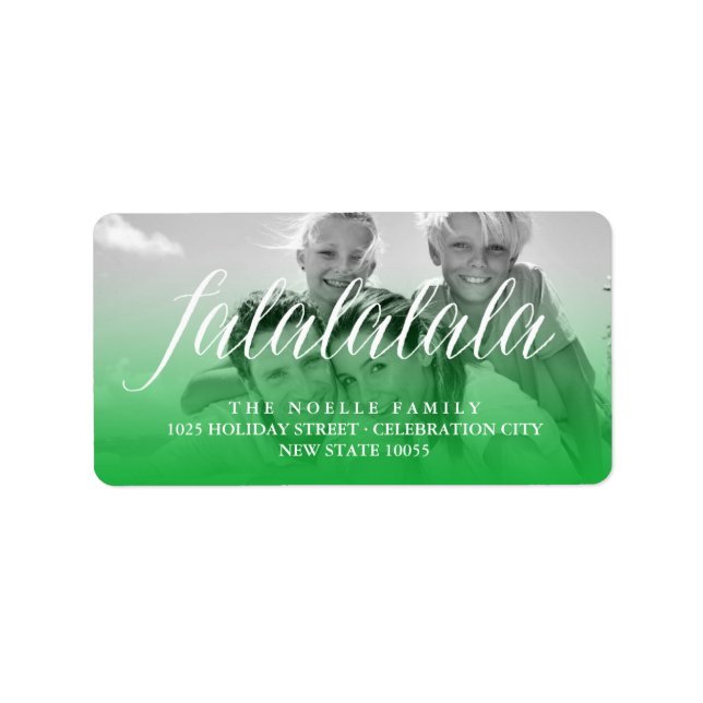 Falalalala Script Fun Holiday Photo Return Address Label (Front)