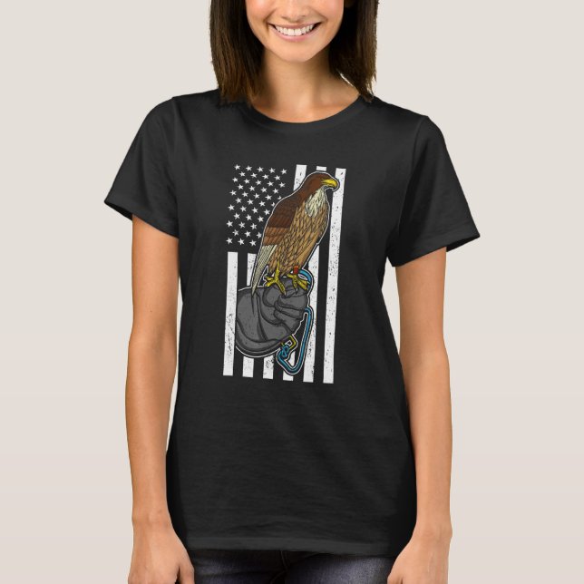 Falcon American Flag Falconry T-Shirt (Front)