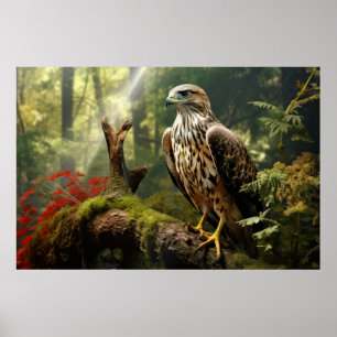 Falcon Animal Bird Wildlife Wilderness Colourful Poster