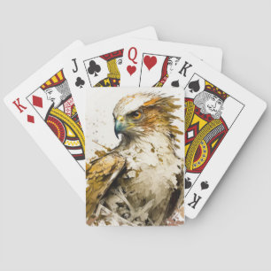 Falcon Bird Portrait Animal Painting Wildlife Free Playing Cards