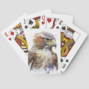 Falcon Bird Portrait Animal Painting Wildlife Free Playing Cards