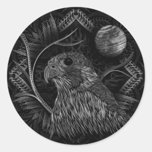 Falcon Full Moon Classic Round Sticker