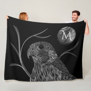 Falcon Full Moon Monogram Black Fleece Blanket