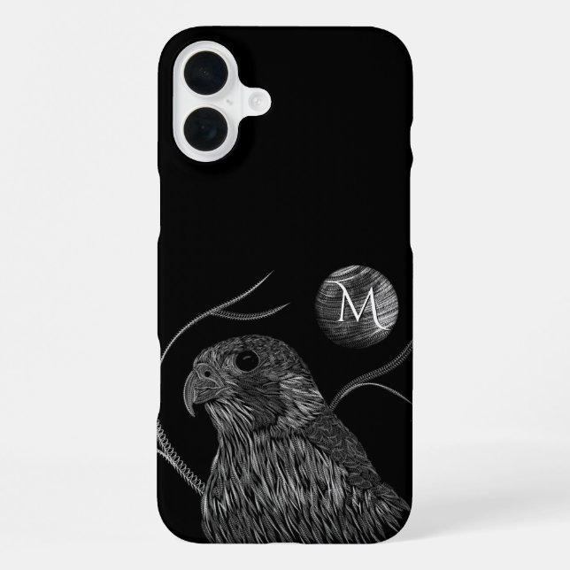 Falcon Full Moon Monogram Black iPhone Case (Back)