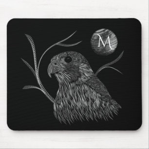 Falcon Full Moon Monogram Black Mouse Pad