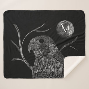 Falcon Full Moon Monogram Black Sherpa Blanket