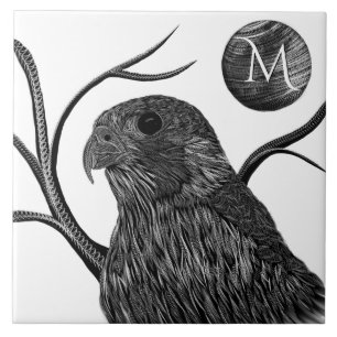 Falcon Full Moon Monogram Ceramic Tile