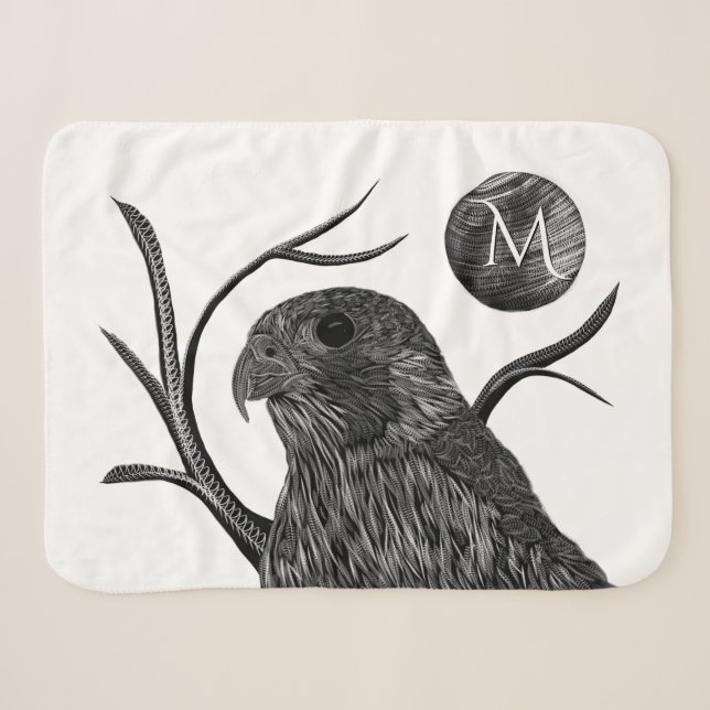 Falcon Full Moon Monogram Sherpa Blanket (Front (Horizontal))