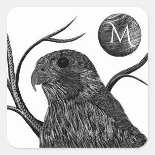 Falcon Full Moon Monogram Square Sticker