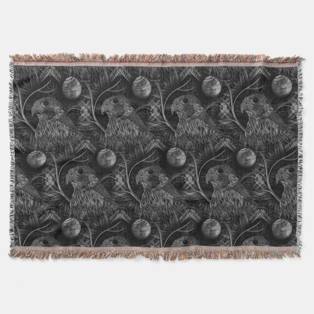 Falcon Full Moon Pattern Throw Blanket (Front)