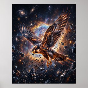Falcon Nebula Swooping Asteroid Belt Poster