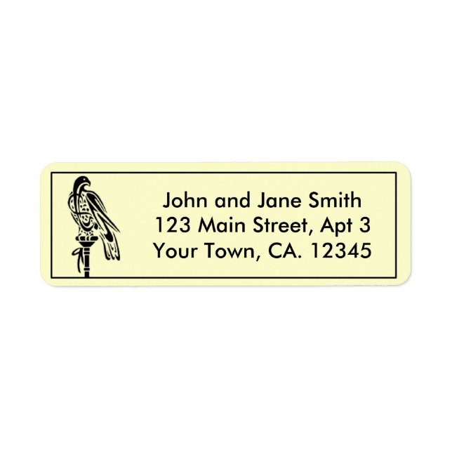 Falcon on Block Perch Return Address Label (Front)