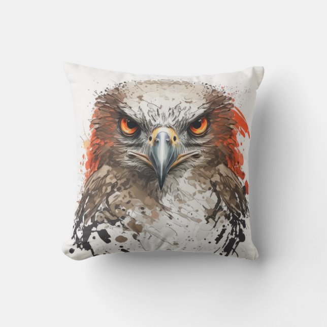 Falcon Portrait Animal Painting Wildlife Outdoors  Cushion (Front)