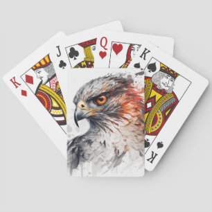Falcon Portrait Animal Painting Wildlife Outdoors Playing Cards