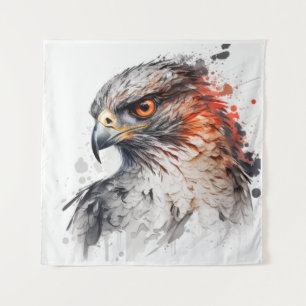Falcon Portrait Animal Painting Wildlife Outdoors Tapestry