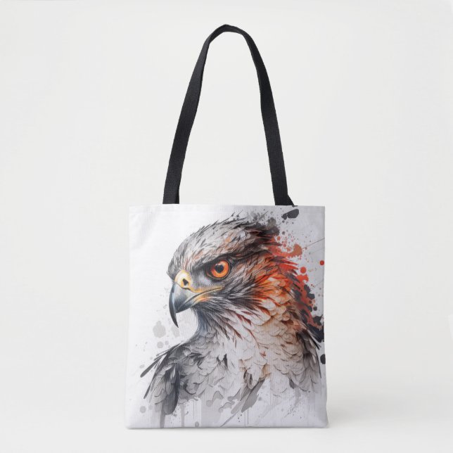 Falcon Portrait Animal Painting Wildlife Outdoors  Tote Bag (Front)