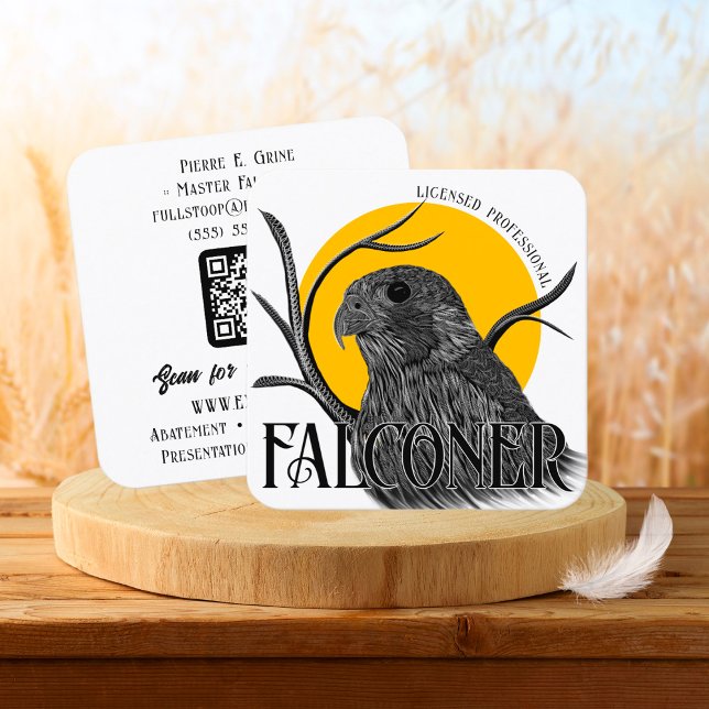 Falcon Sun or Moon Falconry Services Square Business Card (Creator Uploaded)