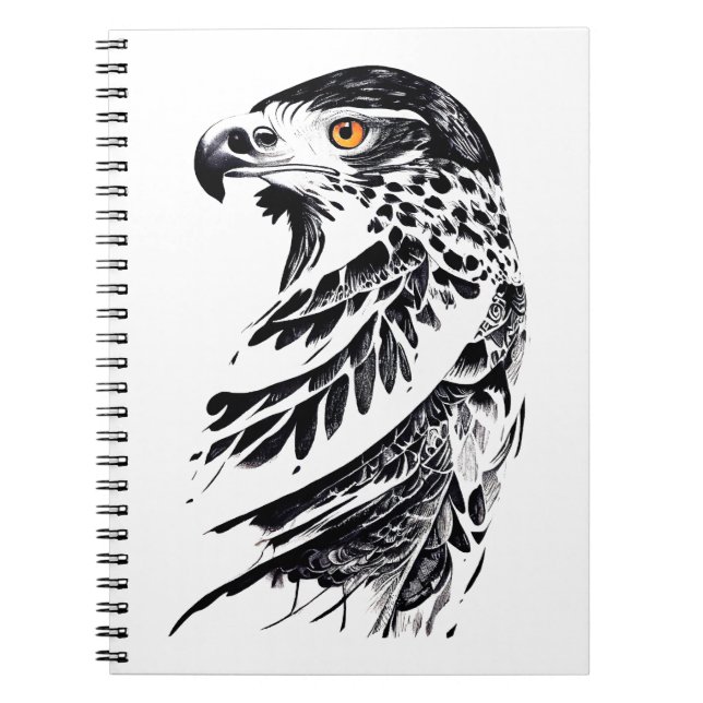 Falcon Wild Animal Nature Illustration Art Tattoo Notebook (Front)