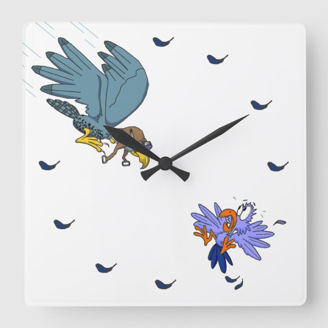 Falcon with goggles Cartoon Square Wall Clock (Front)