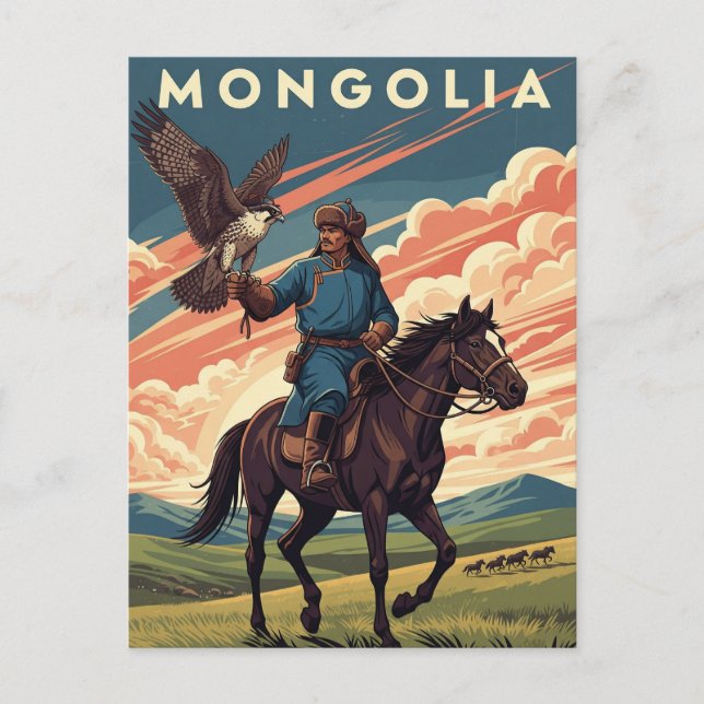 Falconer in Mongolia Travel Postcard (Front)