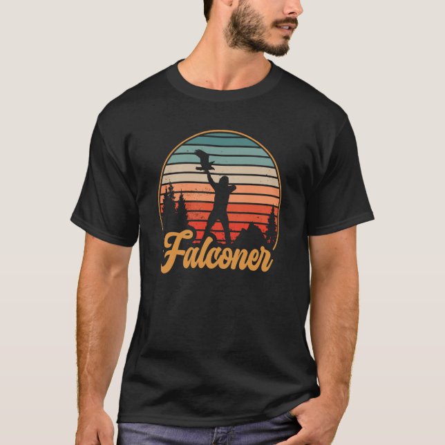 Falconer Retro Sunset Falconry T-Shirt (Front)
