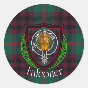 Falconer Scottish Clan Tartan & Crest Classic Round Sticker