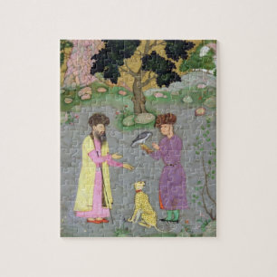 Falconer with companion and pet cheetah, from the jigsaw puzzle