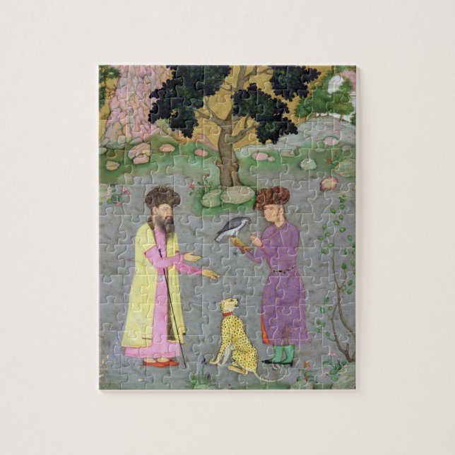 Falconer with companion and pet cheetah, from the jigsaw puzzle (Vertical)